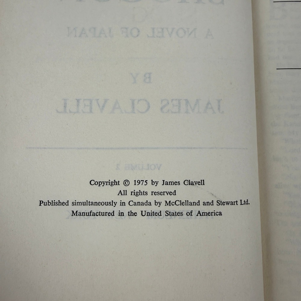 Shogun A Novel of Japan James Clavell Volume 2 Hardcover 1975 Atheneum Vintage - Picture 5 of 9